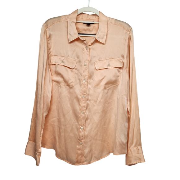 J. Crew Iced Peach Blythe Button Down 100% Silk Classic Shirt Women's 12 - Picture 1 of 9